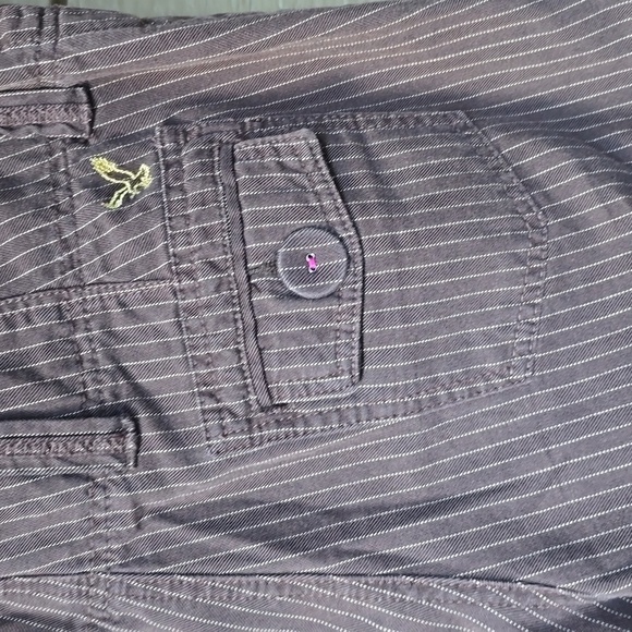 American Eagle VTG y2k 2000s brown pinstripe wide leg pants 8 - Picture 9 of 14